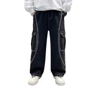 Happy Cherry Jeans Baggy Ados Garçons Pantalons Hip Hop pour Enfant Jeans Skater à Jambe Y2K Streetwear 152-158