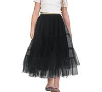 Happy Cherry Jupe Longue Tutu Fille 4-12 Ans Jupe en Tulle d'été Enfant Jupe Princesse Jupe Tutu Mousseline de Soie Mariage Fête Anniversaire 9 Ans