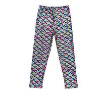 Happy Cherry Legging fille sirène écailles de poisson legging enfant stretch brillant pantalon de danse imprimé serré pantalon long pour gymnastique danse yoga 3-16 ans, A multicolore., 130 cm
