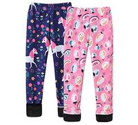Happy Cherry Lot de 2 Polaire Leggings Filles Enfant Chaud Imprimés à Motifs Pantalons Longs Molleton Collant Jambières Extensibles Automne Hiver Leggings