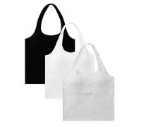 Happy Cherry Lot de 3 Débardeurs Fille T-Shirt Couleur Unie Cami Gilets Classiques Chemises pour Enfants Camis Sport Respirant Hauts Tops 8-10 Ans