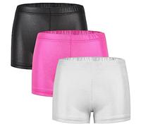 Happy Cherry Lot de 3 Fille Short de Danse Ballet Métallique Enfant Danse Ballet Brillant Sportswear Culotte Caleçon Vêtements de Gymnastique Yoga Collant Plage Legging Hot Pantalon Court