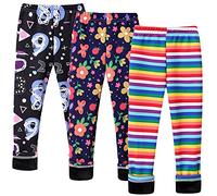 Happy Cherry Lot de 3 Polaire Leggings Filles Enfant Chaud Imprimés à Motifs Pantalons Longs de Molleton Collant Jambières Extensibles Automne Hiver Leggings