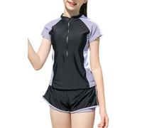 Happy Cherry Maillot de bain rashguard pour fille - UPF 50 - 6-16 ans, D noir., 14-16 Ans