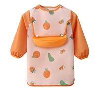 Happy Cherry Manches Tablier Etanche pour Bébé Unisexe Bavoir D'Allaitement Fille Garçon Facile à Nettoyer Repas Bavette Enfant Respirant Imperméable Protection Blouse pour Maternelle Ecole 3-4 ans