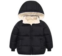 Happy Cherry Manteau Enfant Veste Hiver Veste Rembourrée Coupe Vent Manteau à Capuche Doudoune, Noir , 1-2 ans