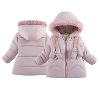 Happy Cherry Manteaux d'Hiver à Capuche pour Fille Mi-Long Parka Épaisse Veste Matelassée Enfant Doudoune Blouson Chaud Zippé avec Poches 1-2 Ans