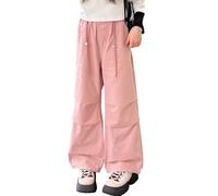 Happy Cherry Pantalon Cargo Décontracté Fille Pantalon Baggy Enfant Fille Multi Poche Danse Jazz Sport Pants Casual Hip-Hop Streetwear 160