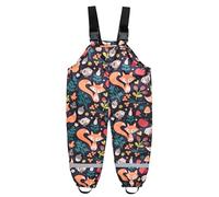 Happy Cherry Pantalon de pluie imperméable avec salopette de dessin animé pour enfant 2-11 ans, Renard noir, 4-5 ans