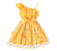 Happy Cherry Robe Bébé Fille 2 Ans Cérémonie sans Manches A-Line Élégant Robe Soirée Baptême Mariage Jaune