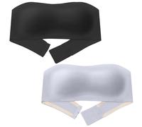 Happy Cherry Soutien Gorge Anti-Glissant Enfant Filles Bandeau sans Armatures Elastique Brassière avec Rembourrage Bleu Clair+Noir M 34/75 12-14 Ans