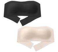 Happy Cherry Soutien Gorge Anti-Glissant Enfant Filles Bandeau sans Armatures Elastique Brassière avec Rembourrage Beige+Noir XL 38/85 16-18 Ans
