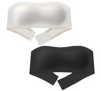 Happy Cherry Soutien Gorge Anti-Glissant Enfant Filles Bandeau sans Armatures Elastique Brassière avec Rembourrage Noir+Blanc XL 38/85 16-18 Ans