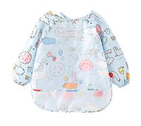 Happy Cherry - Tablier d'Alimentation Bébé Bavette Blouse Garçons Filles pour Peinture Manger Bavoir Repas Manches Longues Étanche pour École Maternelle pour Enfant de 0-1 Ans - Bleu