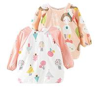 Happy Cherry - Tablier d'Alimentation Bébé Imperméable pour École Maternelle Blouse Manches Longues Étanche Bavoir pour Manger Jeu Peinture Bavette Motif Mignon pour Garçon Fille Unisexe - 2-3 Ans