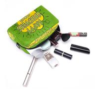 Happy Children's Day Trousse de maquillage avec fermeture éclair pour femme Fond vert Trousse de toilette de voyage Grande trousse de maquillage pratique, multicolore, 18.5x7.5x13cm/7.3x3x5.1in,