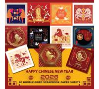 Happy Chinese New Year 2026 Scrapbook Paper: 20 Double-sided Sheets for Year of the Horse Mixed Media & DIY Papercrafts, inc. Cut Out and Collage