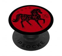 Happy Chinese New Year Art 2026 Red Round Year of The Horse PopSockets PopGrip Adhésif