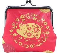 Happy Chinese New Year of Pig Pouch Petit Portefeuille - Kiss-Lock Change Coin Purse Wallets for Women Girl