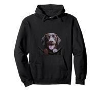 Happy Chocolate Lab Dog in Pocket, Amateur de Labrador Retriever Sweat à Capuche
