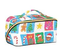 Happy Christmas Bear Trousse de toilette légère avec séparateurs pour femme avec compartiments et poignée