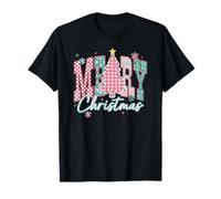 Happy Christmas Motif à Carreaux Pin Tree Santa Special T-Shirt