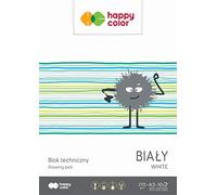 Happy Color Bloc de Papier à Dessin Blanc, Peinture de Découpe Artisanale, Format A3, 170 G/M², 10 Feuilles