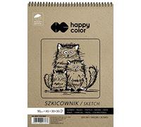 Happy Color Papier à Dessin en Spirale pour Carnet de Croquis - Collection Young Artist, Papier Blanc et Ocre, Format A5, 80/90 G/M², 60 Feuilles