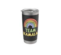 Happy Colorful Team Kamala Rainbow Pride Green Yellow Gobelet isotherme en acier inoxydable double paroi