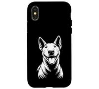 Happy Cool Bull Terrier Dog Face Line Art Portrait Graphique Coque pour iPhone X/XS
