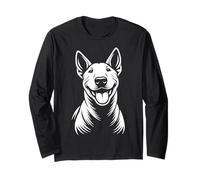 Happy Cool Bull Terrier Dog Face Line Art Portrait Graphique Manche Longue