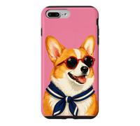 Happy Corgi Dog Sailor Dog Lover Summer Stripes Pet Mom Coque pour iPhone 7 Plus/8 Plus
