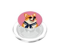 Happy Corgi Dog Sailor Dog Lover Summer Stripes Pet Mom PopSockets PopGrip pour MagSafe