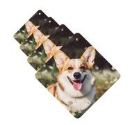 Happy Corgi Lot de 4 désodorisants de voiture personnalisés pour homme et femme - Tablettes d'aromathérapie à suspendre - Cartes parfumées pour armoire de salle de bain