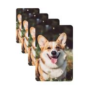 Happy Corgi Lot de 4 désodorisants de voiture personnalisés pour homme et femme - Tablettes d'aromathérapie à suspendre - Cartes parfumées pour armoire de salle de bain