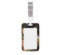 Happy Corgi - Porte-badge d'identification de chien avec lanière verticale en plastique rigide avec fenêtre transparente, pochette de protection étanche pour homme et femme