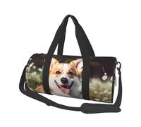 Happy Corgi Sac de sport léger en toile pour homme et femme Noir Taille unique, Noir , Taille unique