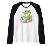 Happy Crocodile Flotteur de Piscine - Amusant pour l'été Manche Raglan