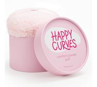 HAPPY CURVES Grande houppette à poudre confortable pour applicateur de poudre corporelle avec récipient de rangement, compatible avec les femmes sans talc (poudre vendue séparément)