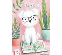 Happy Cute dog writing a book: Pastel Watercolor Notebook, 120 pages lined, 6"x9"