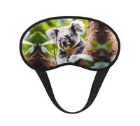 Happy Cute Koala Masque de sommeil occultant avec bande élastique S'adapte à toutes les formes de tête Idéal pour les voyages, le bureau et le travail de nuit