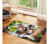 Happy Cute Koala Tapis d'alimentation en similicuir absorbant l'eau pour animal domestique 40 x 60 cm Tapis antidérapant durable pour gamelles de chat et chien