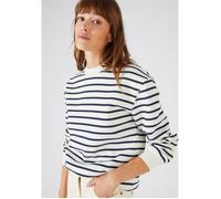 Happy D by Damart - Sweat-shirt en molleton - Blanc Rayé 50/52