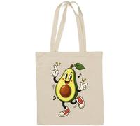 Happy Dancing Sac fourre-tout en coton naturel Motif avocat avec baskets et feuilles Blanc