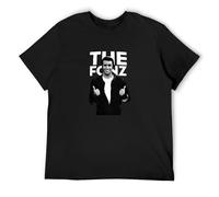 Happy Days The Fonz TV Series Retro Fonzarelli Print Unisex T-Shirts Men Tee Cotton Tops Black Shirt L