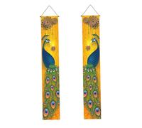 Happy Diwali Porch Banner Indian Diwali Peacock Front Porch Signe de bienvenue Deepawali Indian Festival of Lights Decorations-12 × 71 '' Home Kitchen Use