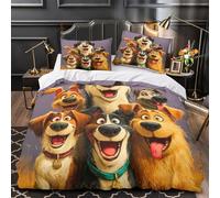Happy Dogs Coon Linge de Lit Microfibre Hypoallergique 3D Imprimée 3 Pièces Taie Ultra Douce Animated Pet Family Housse de Couette Confortable Résistante for Enfants Garçons Ado Double（200x200cm）