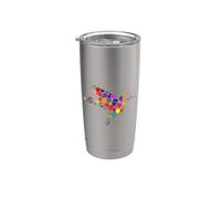Happy Dot Day Colibri coloré à pois arc-en-ciel Gobelet isotherme en acier inoxydable double paroi