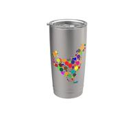 Happy Dot Day Poulet coloré à pois arc-en-ciel Gobelet isotherme en acier inoxydable double paroi