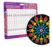 Happy Dotting Company Lot de 16 outils de pointillage à double extrémité pour peinture de mandalas avec stylet et outil ellipse unique pour peinture de pierres et toile